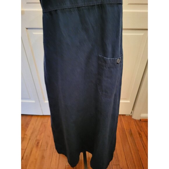 Vintage 90s Dark Denim Chambray Maxi Dress  Sz M Cottage Western  Boho Grunge - Picture 4 of 8